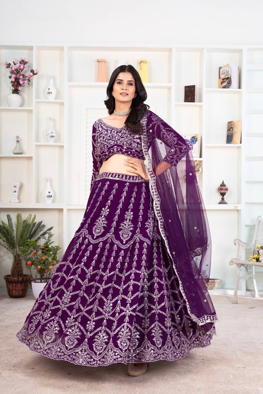Gleska Premium Lehenga Heavy Work With Embroidery Design Wedding Event