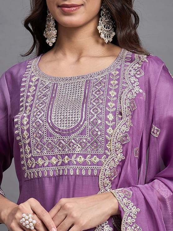 Gleska Kurti Sets Wedding Collection Dress Purple Colour day