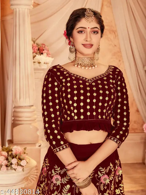 Gleska Fashionable Women Lehenga Maroon