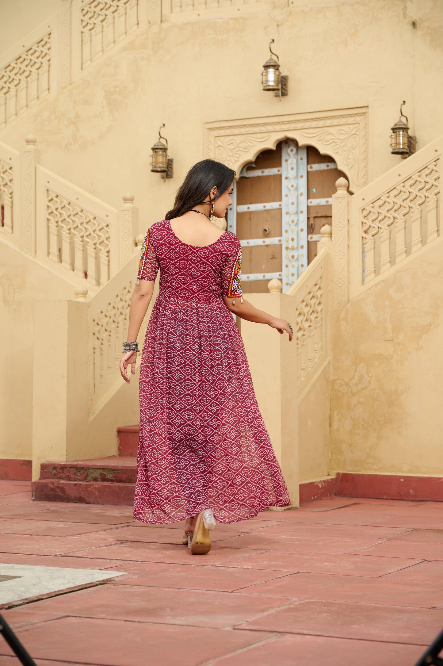 GLESKA NAVRATRI PREMIUM READYMADE DESIGNER FRONT OPEN LONG KURTI NAVRATRI COLLECTIONS
