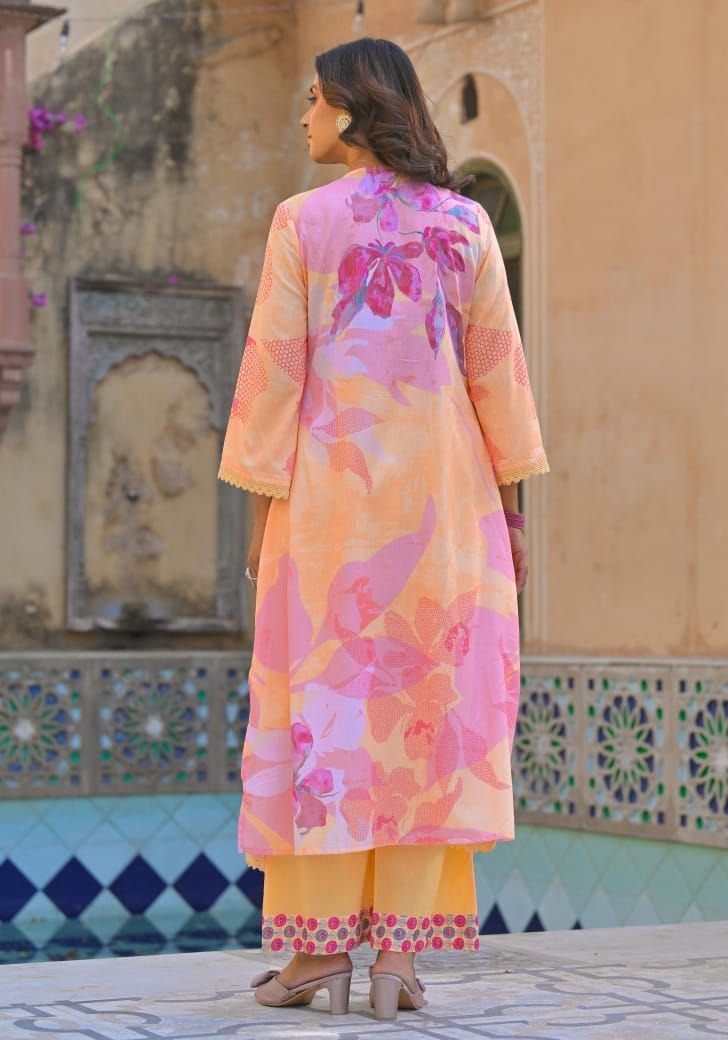 Gleska Kurti Unique Colour Premium Cotton And hand work Ocassional Wear