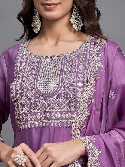 Gleska Kurti Sets Wedding Collection Dress Purple Colour day