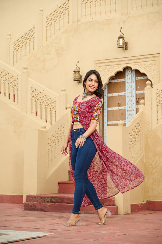 GLESKA NAVRATRI PREMIUM READYMADE DESIGNER FRONT OPEN LONG KURTI NAVRATRI COLLECTIONS