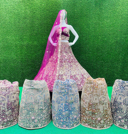 Gleska Lehenga Wedding Craftsmanship & Luxurious Rainbow Pluse Bridal