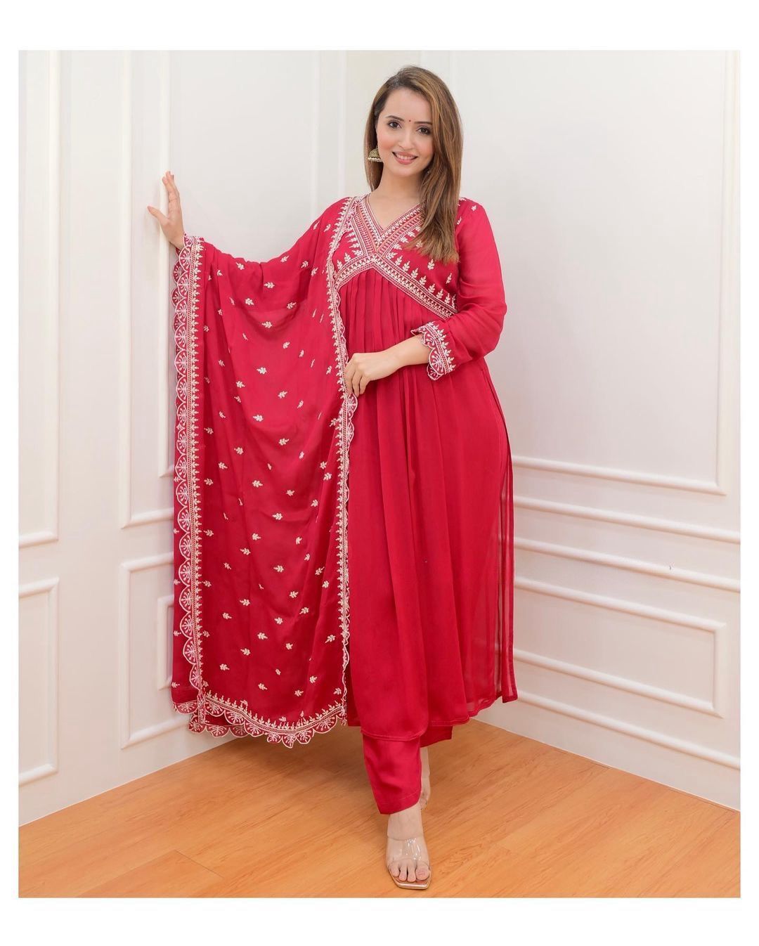 Gleska Anarkali Kurti Alia cut suits with Embroidery work