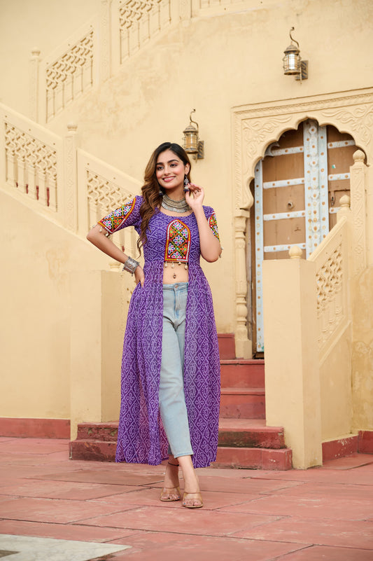 GLESKA NAVRATRI PREMIUM READYMADE DESIGNER FRONT OPEN LONG KURTI NAVRATRI COLLECTIONS