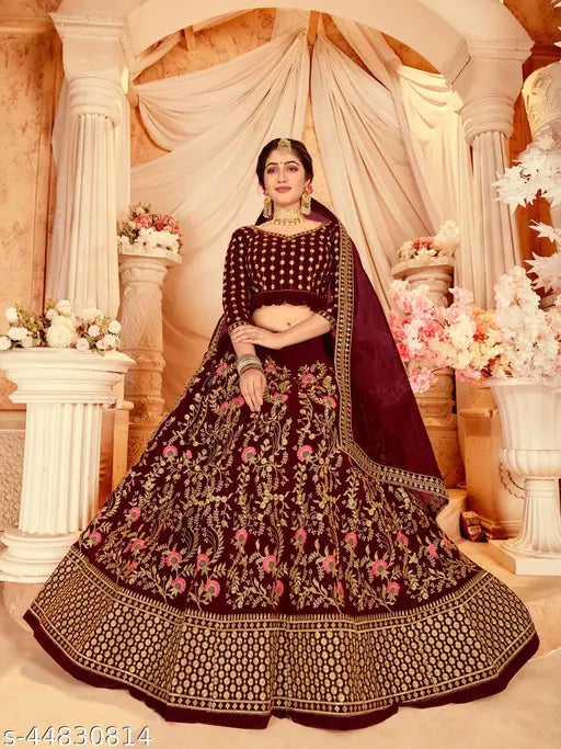 Gleska Fashionable Women Lehenga Maroon