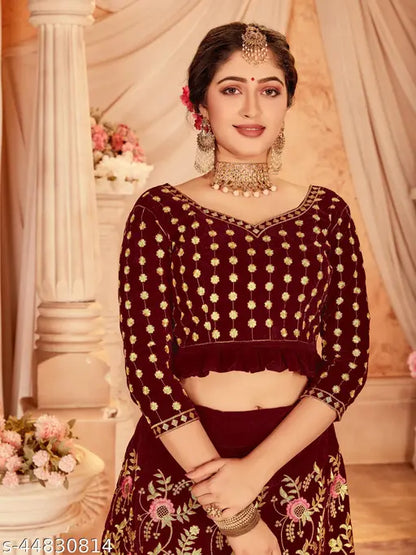 Gleska Fashionable Women Lehenga Maroon