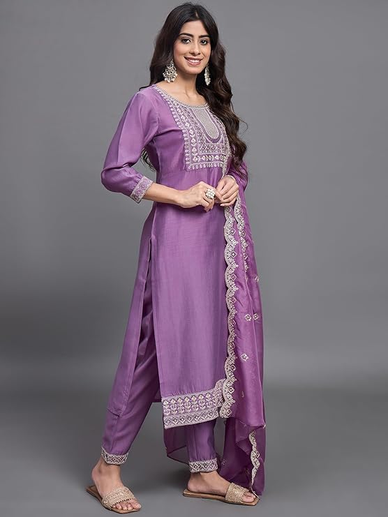 Gleska Kurti Sets Wedding Collection Dress Purple Colour day