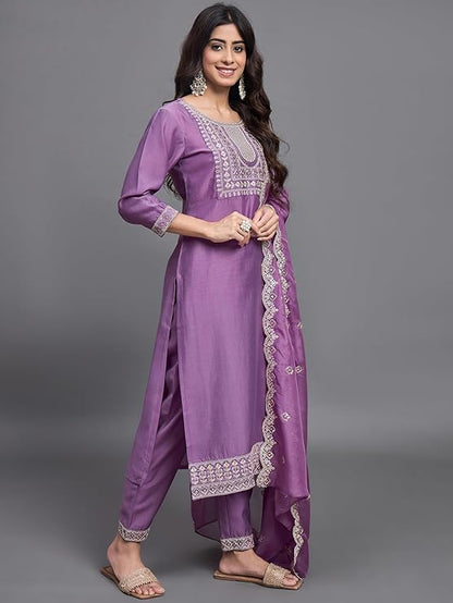 Gleska Kurti Sets Wedding Collection Dress Purple Colour day