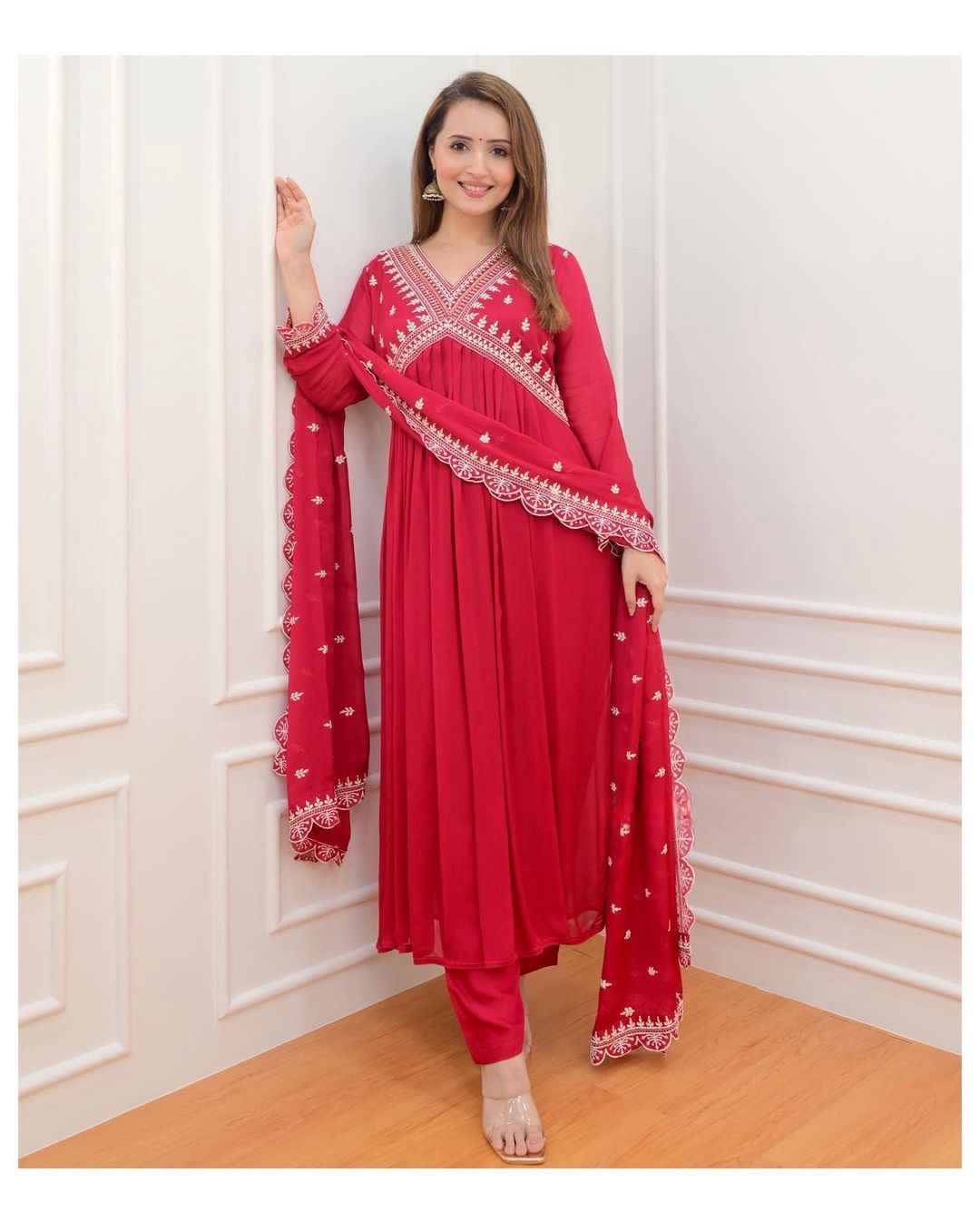 Gleska Anarkali Kurti Alia cut suits with Embroidery work