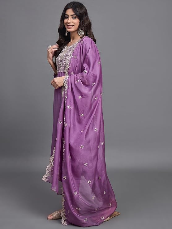 Gleska Kurti Sets Wedding Collection Dress Purple Colour day
