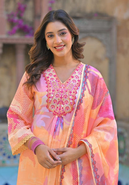 Gleska Kurti Unique Colour Premium Cotton And hand work Ocassional Wear
