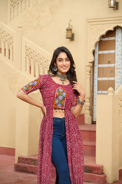 GLESKA NAVRATRI PREMIUM READYMADE DESIGNER FRONT OPEN LONG KURTI NAVRATRI COLLECTIONS