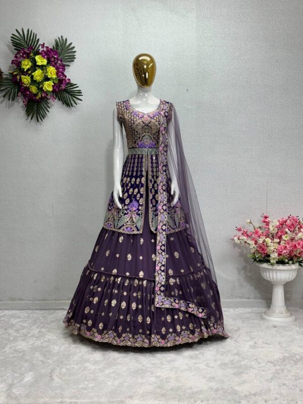 Gleska Dulhan Lehenga Bridal Wear Heavy Chine Stitched Work Indo Western Lehenga With Dupatta
