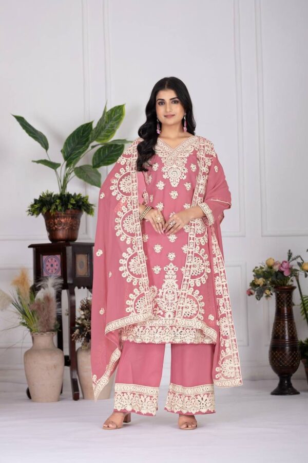 Gleska Party Wear Suit Embroidery and Mirror Work